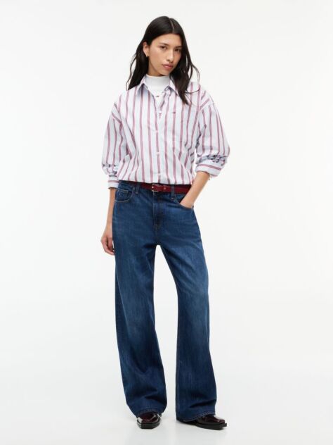 Multi Oversized Fit Yarn Dyed Poplin Shirt  Women