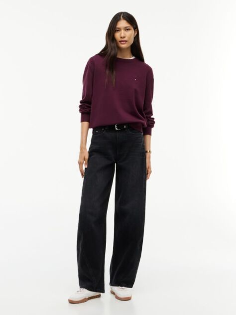 Purple Boxy Crew Neck Jumper  Women