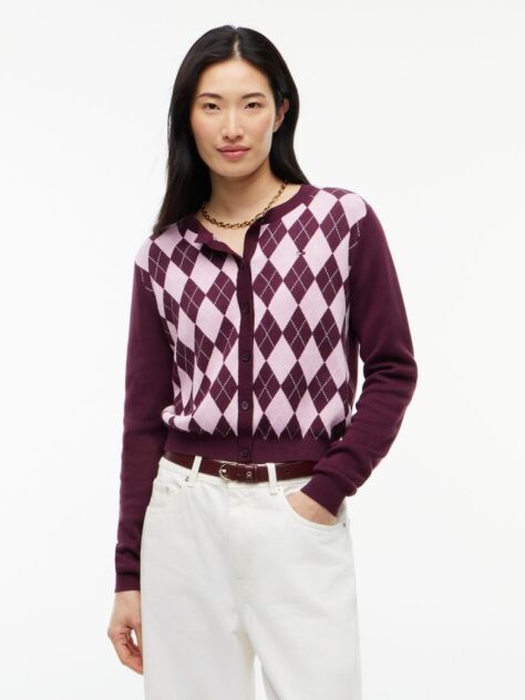 Multi Argyle Crew Neck Cardigan  Women