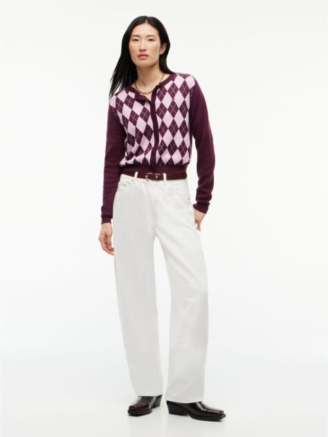Multi Argyle Crew Neck Cardigan  Women