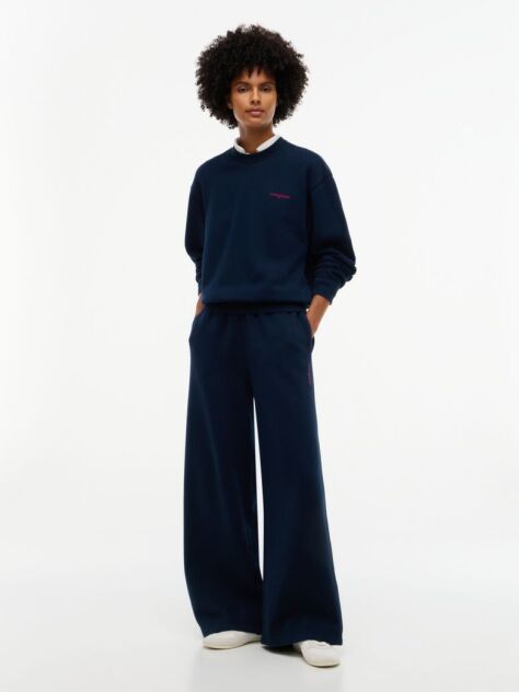 Μπλε Παντελόνι Φόρμας Wide Leg  Γυναίκες