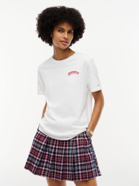 Άσπρο T-Shirt Με Κλασική Λαιμόκοψη Και Λογότυπο Στην Πλάτη  Γυναίκες