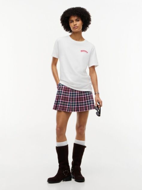 Άσπρο T-Shirt Με Κλασική Λαιμόκοψη Και Λογότυπο Στην Πλάτη  Γυναίκες