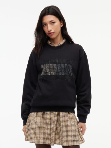 Μαύρο Festive Φούτερ Fleece Με Στρας  Γυναίκες