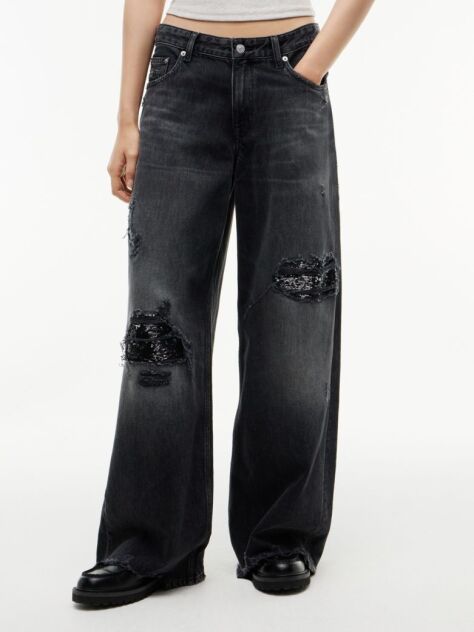 Denim Daisy Distressed Low Rise Loose Jeans  Women