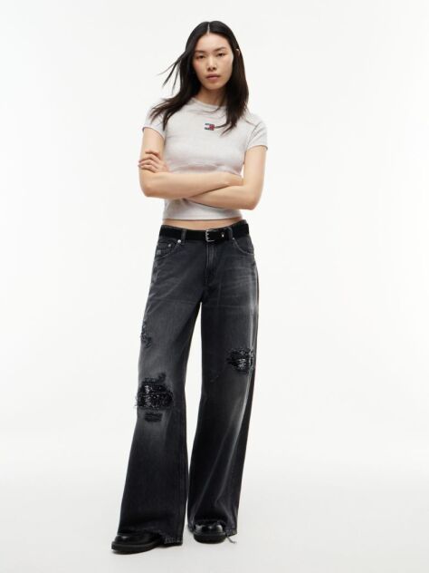 Denim Daisy Distressed Low Rise Loose Jeans  Women