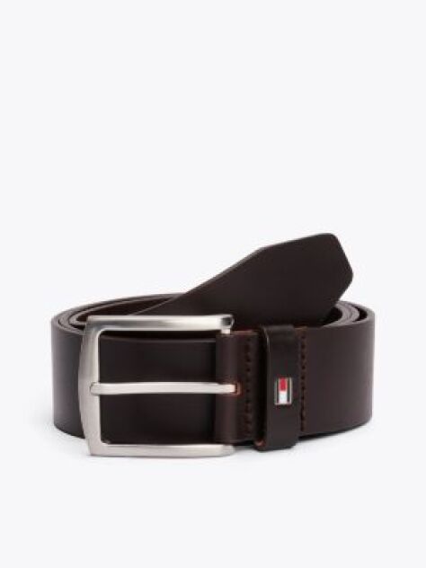 Brown Denton Flag Logo Leather Belt  Men