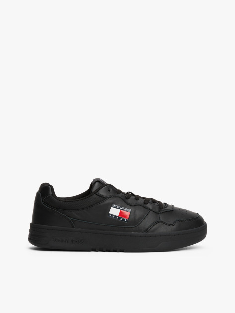 Μαύρο Δερμάτινα Sneakers Με Colour-Blocked Λεπτομέρεια  Άνδρες