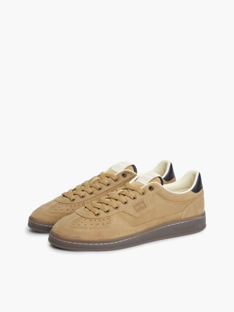 Beige The Greenwich Logo Suede Court Sneakers  Men