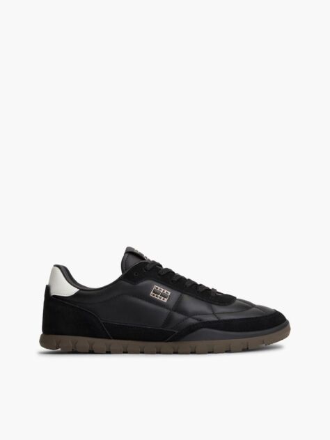 Μαύρο Δερμάτινα Sneakers Με Χαμηλό Κόψιμο  Άνδρες