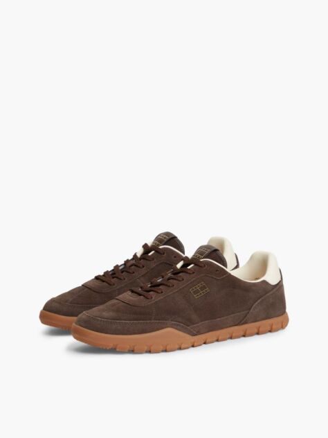 Καφέ Σουέτ Sneakers Με Χαμηλό Κόψιμο Και Λογότυπο  Άνδρες