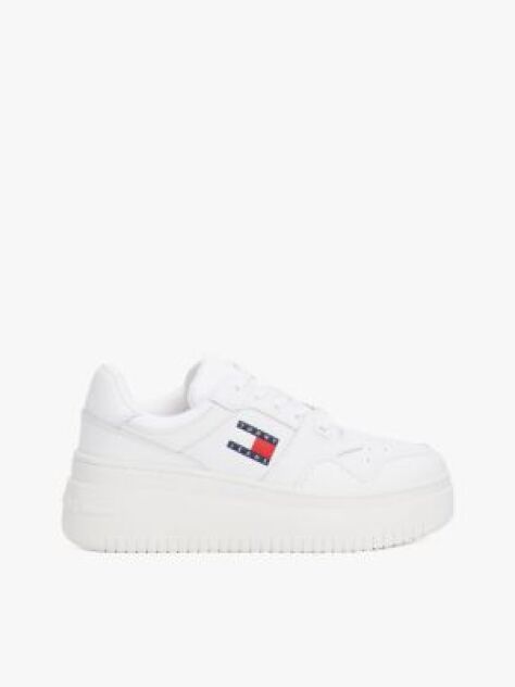 Άσπρο Essential Ρετρό Δερμάτινα Sneakers Με Σόλα Flatform  Γυναίκες
