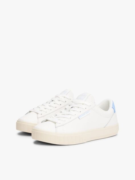 Blue Essential Leather Contrast Cupsole Trainers  Women