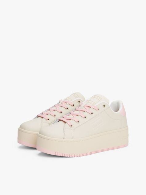 Ροζ Essential Δερμάτινα Sneakers Με Σόλα Flatform  Γυναίκες