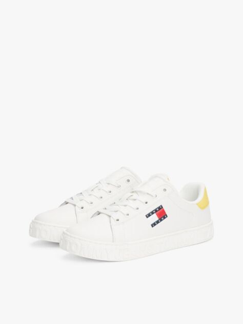 Yellow Logo Embossed Contrast Trainers  Women