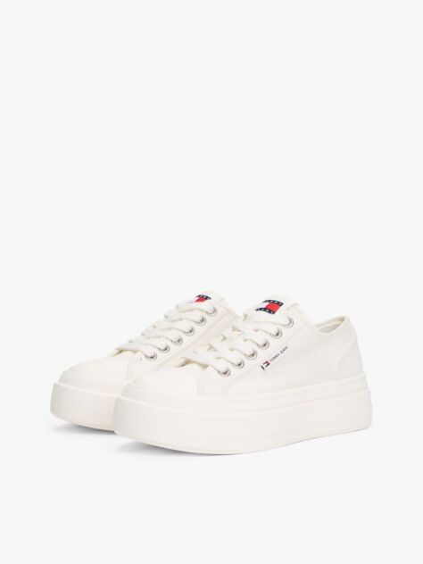 Άσπρο Denim Sneakers Σε Στιλ Πλατφόρμας  Γυναίκες