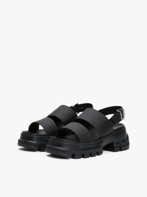 Black Chunky Cleat Sandals  Women