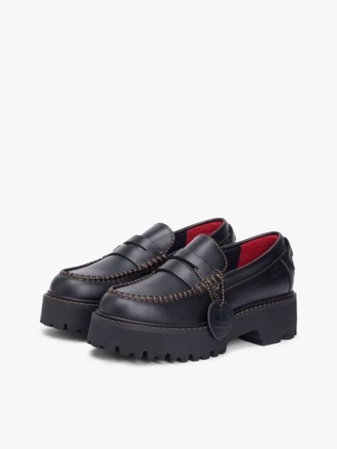 Black Archive Leather Cleat Loafers  Women