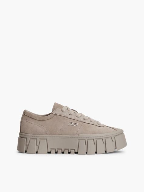 Καφέ Σουέτ Sneakers Με Λογότυπο Και Πλατφόρμα  Γυναίκες