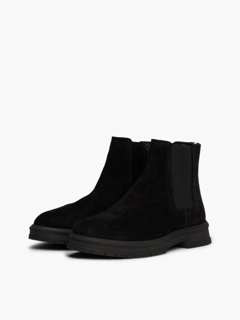 Black Suede Zip-Up Chelsea Boots  Men