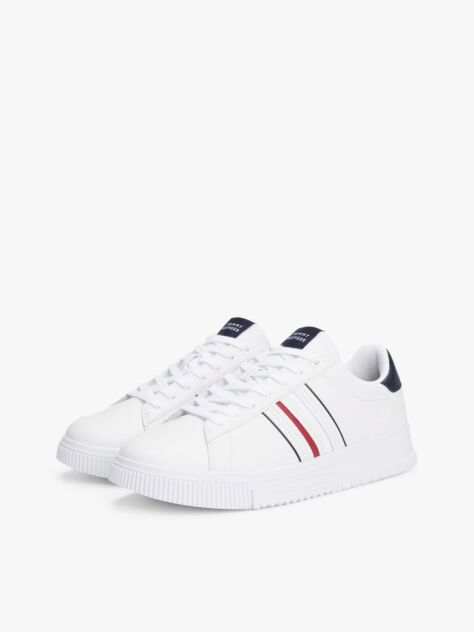 Άσπρο Δερμάτινα Sneakers Με Ανάγλυφο Λογότυπο  Άνδρες