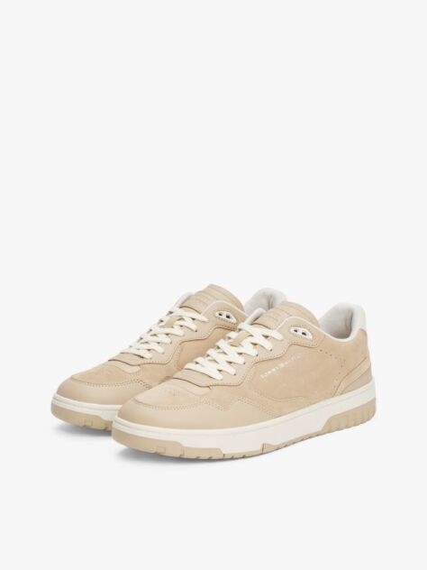 Μπεζ Δερμάτινα Sneakers Με Μίξη Υφών  Άνδρες