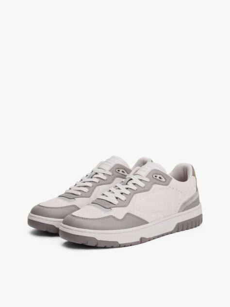 Γκρι Δερμάτινα Sneakers Με Μίξη Υφών  Άνδρες