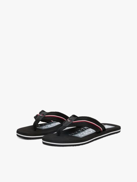 Black Signature Tape Webbing Flip-Flops  Men