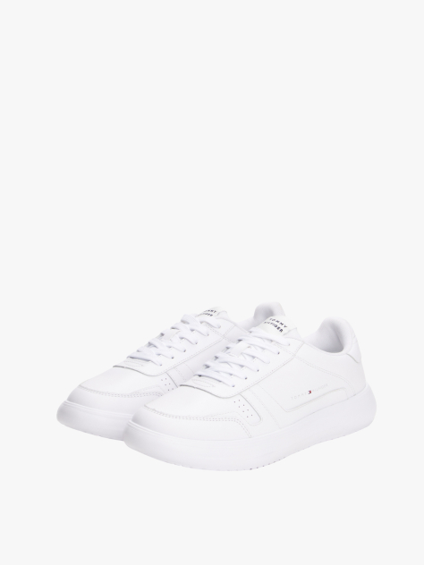 White Lightweight Leather Trainers  Men