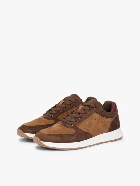 Brown Suede Contrast Heel Trainers  Men