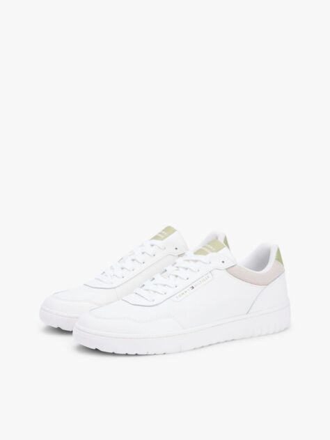 White Fine Cleat Basketball Trainers With Leather  Men