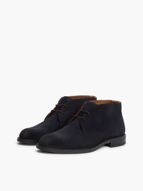 Blue Suede Lace-Up Ankle Boots  Men