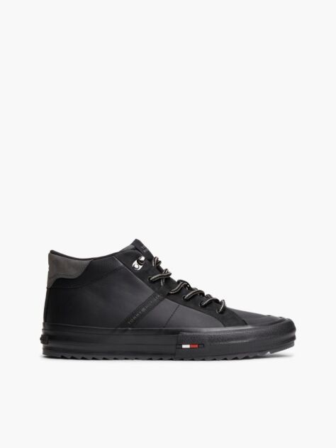 Μαύρο Δερμάτινα Sneakers  Άνδρες
