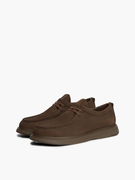 Καφέ Δερμάτινα Δετά Loafers Με Moc Μύτη  Άνδρες