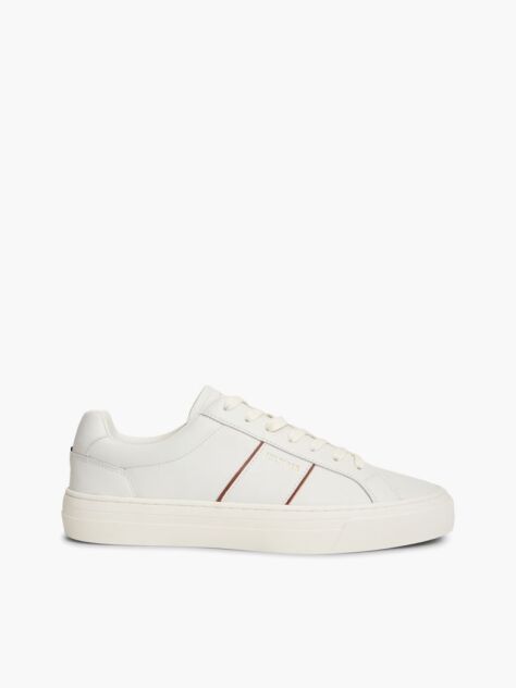 Μπεζ Δερμάτινα Sneakers Με Cupsole   Άνδρες