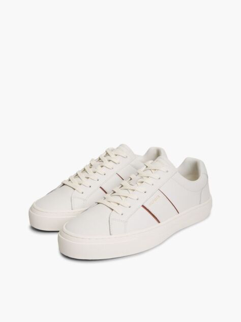 Μπεζ Δερμάτινα Sneakers Με Cupsole   Άνδρες