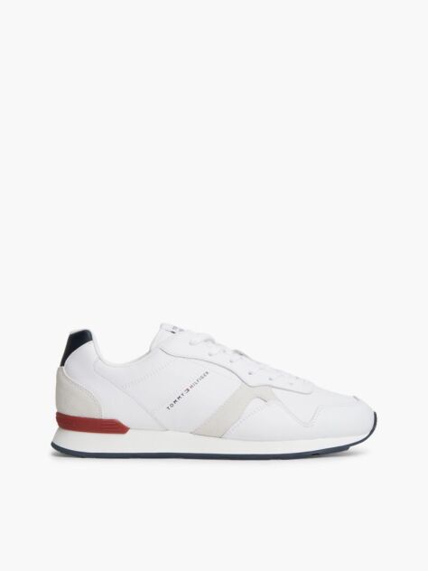 White Leather Embossed Logo Sneakers  Men