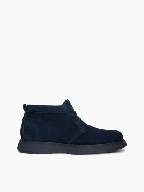 Blue Suede Flag Plaque Chukka Boots  Men