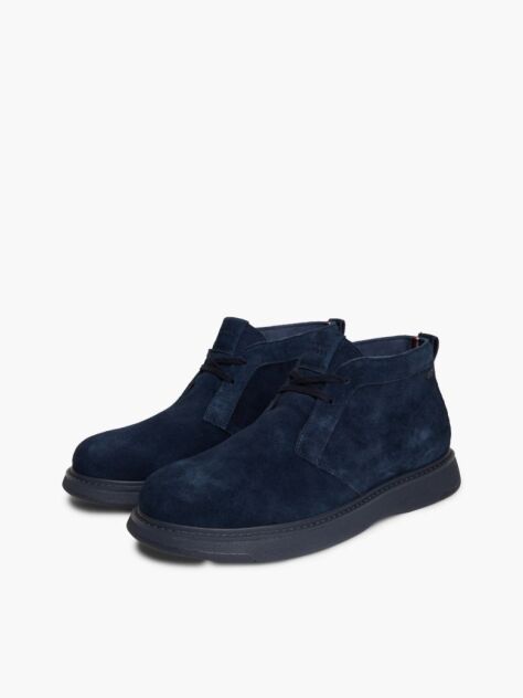 Blue Suede Flag Plaque Chukka Boots  Men