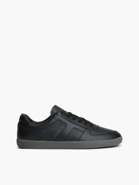 Μαύρο Δερμάτινα Sneakers Με Λογότυπο  Άνδρες