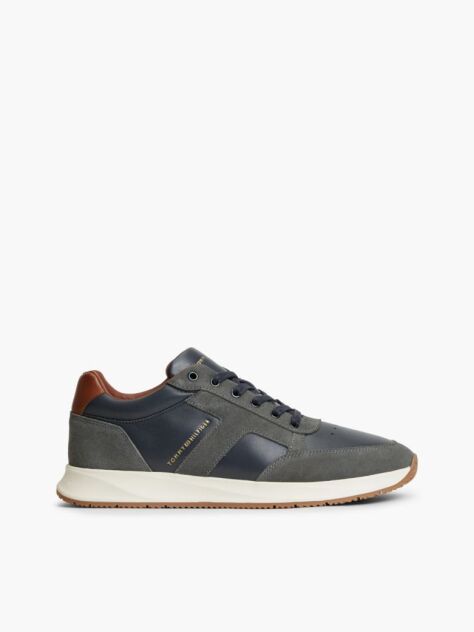 Μπλε Δερμάτινα Sneakers Με Μίξη Υφών  Άνδρες