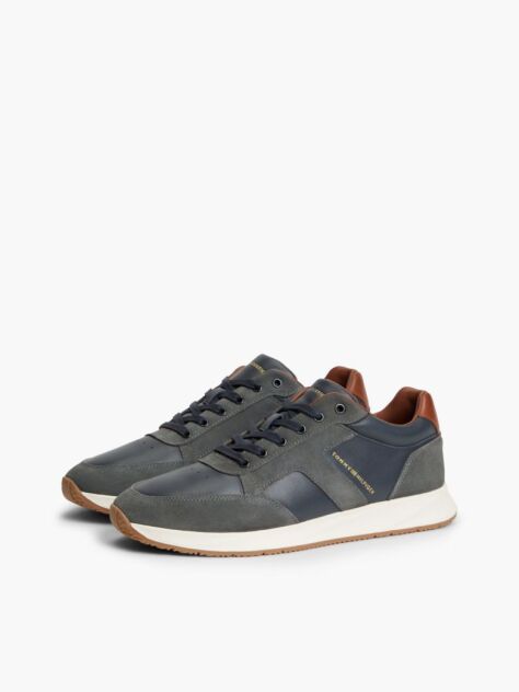 Μπλε Δερμάτινα Sneakers Με Μίξη Υφών  Άνδρες