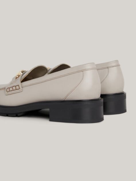 Beige TH Monogram Leather Loafers  Women