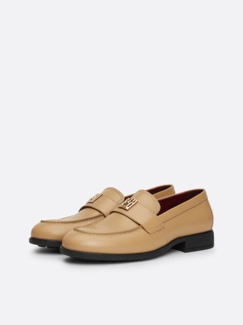 Beige Elevated Leather Loafers  Women