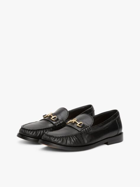 Μαύρο Δερμάτινα Horsebit Loafers  Γυναίκες