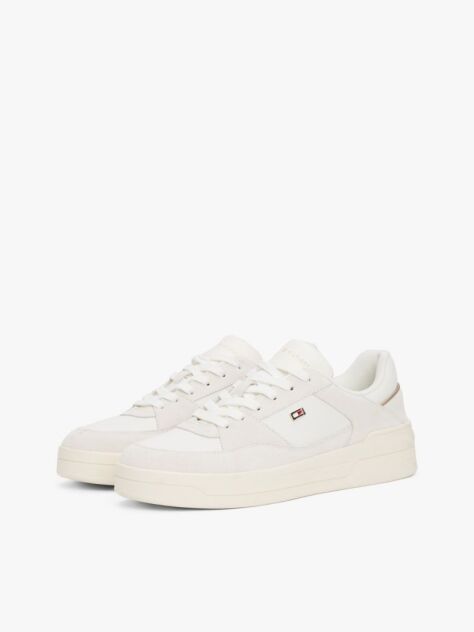 Beige Mixed Texture Basketball Trainers  Women