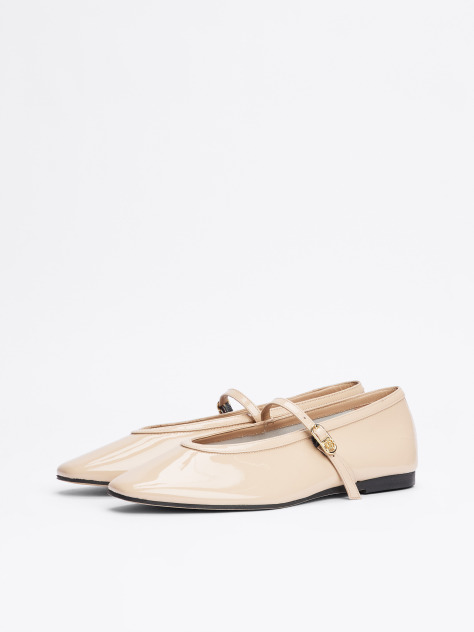 Beige Patent Leather Mary Jane Ballerinas  Women