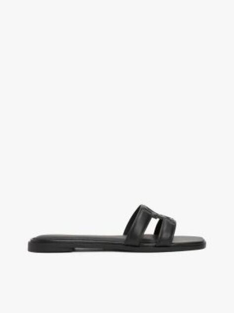 Black Leather TH Monogram Mules  Women
