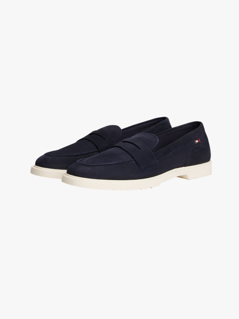 Blue Enamel Flag Leather Loafers  Women