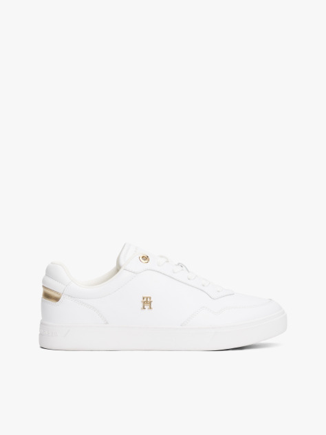 Άσπρο TH Monogram Δερμάτινα Sneakers  Γυναίκες
